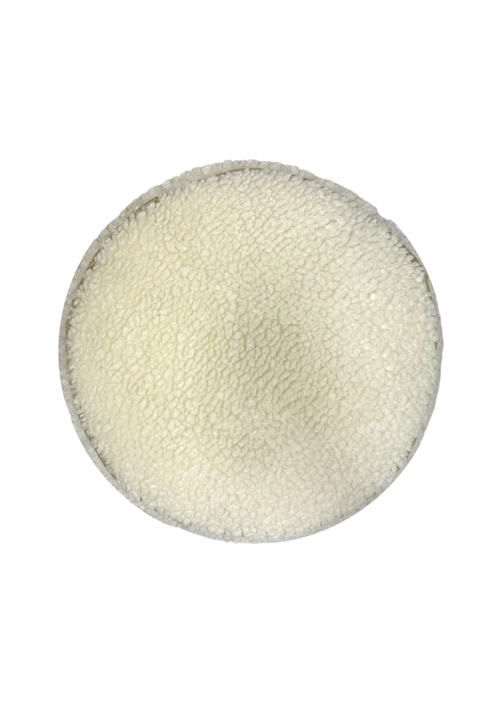 Kaikoo Cream Round Stool with Piping in Sherpa Fur - One Size Image 3