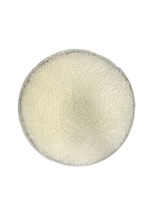 Kaikoo Cream Round Stool with Piping in Sherpa Fur - One Size Image 3
