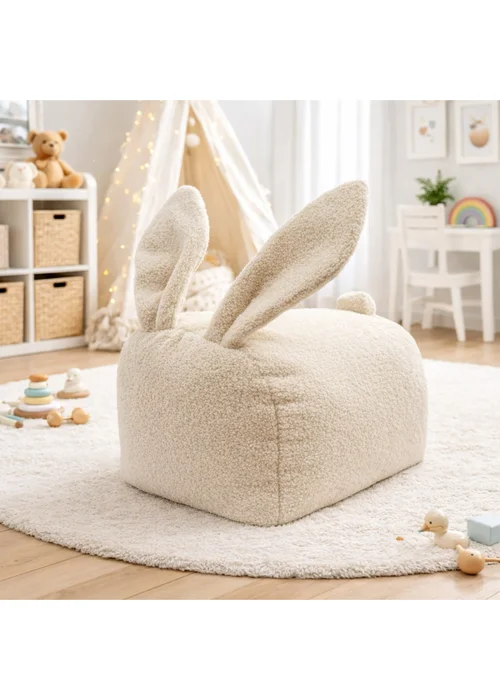 Kaikoo Cream Bunny Seat With Ears in Boucle - One Size Image 1
