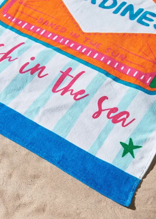 Catherine Lansfield Sardines Cotton Beach Towel Blue - One Size Image 2