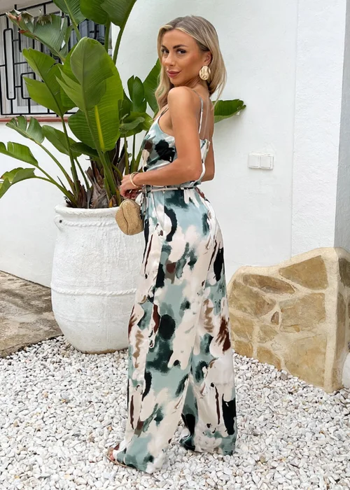 AX Paris Multi Smudge Print Strappy Cowl Neck Jumpsuit - 8 Image 4