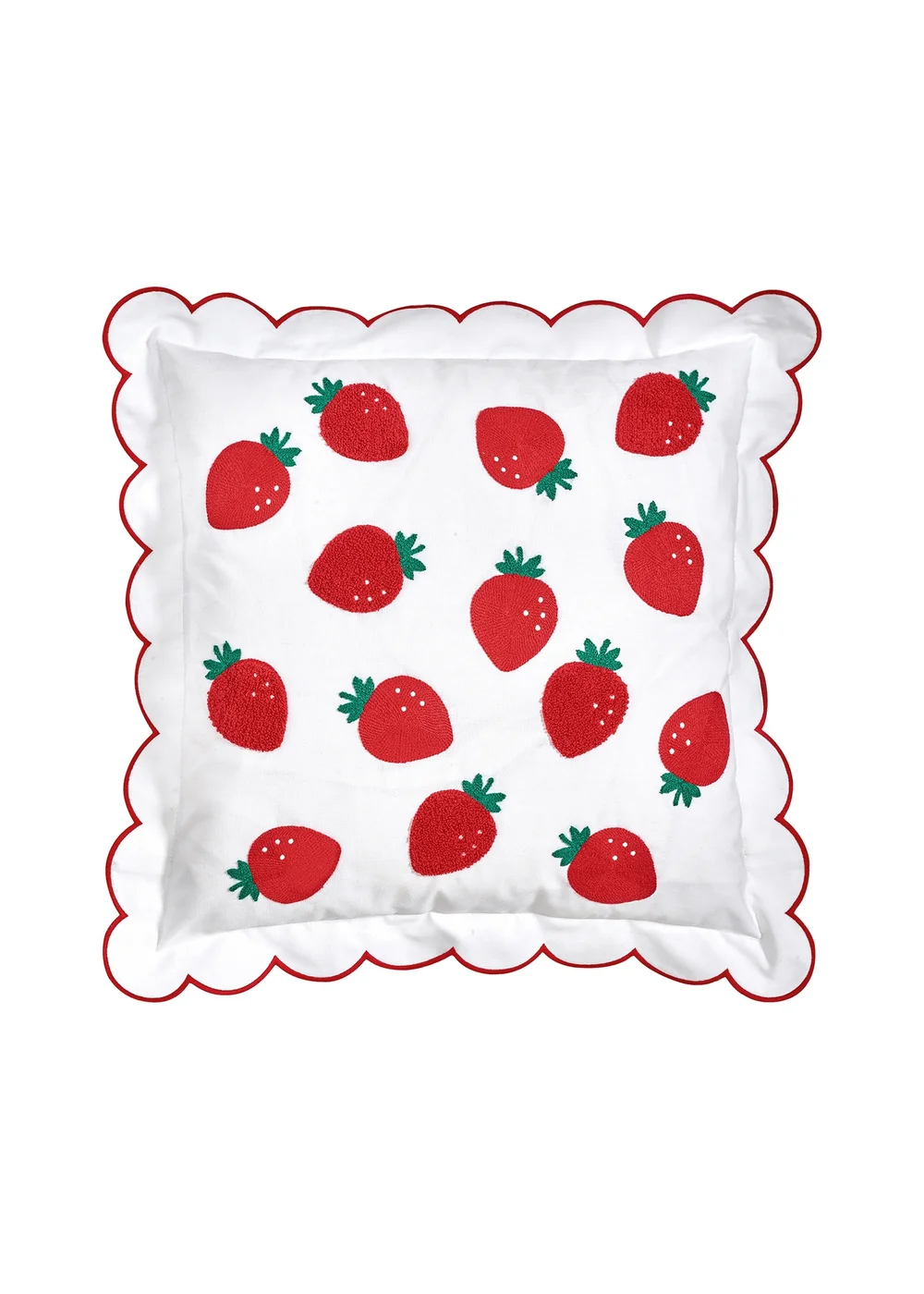 Catherine Lansfield Strawberry Embroidered 45x45cm Cushion Red - 45cm x 45cm Image 3