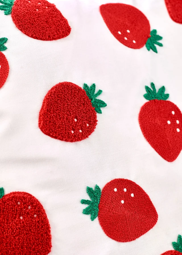 Catherine Lansfield Strawberry Embroidered 45x45cm Cushion Red