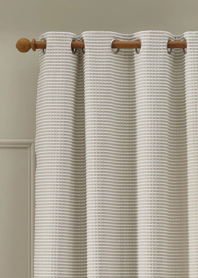 Catherine Lansfield Stab Stitch Lined Eyelet Curtains Natural