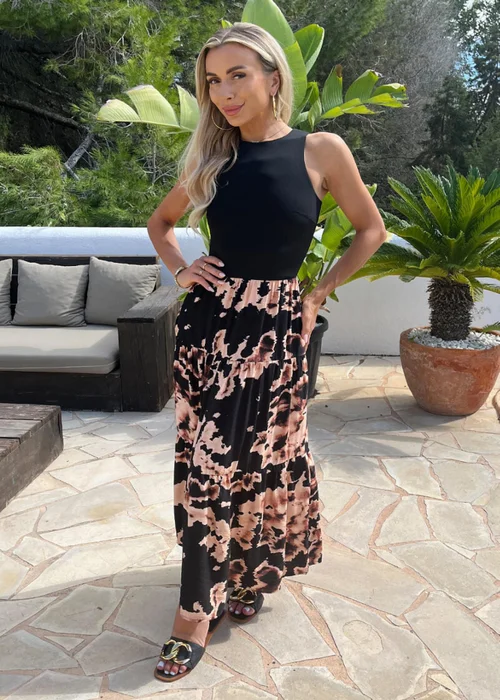 AX Paris Black Abstract Print 2 In 1 Smock Midi Dress - 8 Image 2