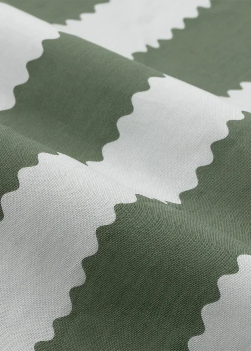 Wylder Birdie Stripe Ruffle Baygreen/Mist Pencil Pleat Curtain Pair - 46W X 54D (117x137cm Image 5