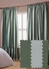 Wylder Birdie Stripe Ruffle Baygreen/Mist Pencil Pleat Curtain Pair - 46W X 54D (117x137cm Image 1