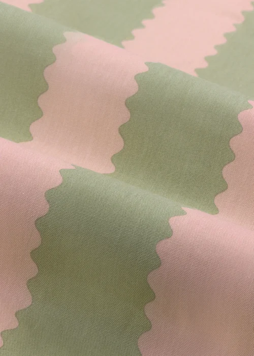 Wylder Birdie Stripe Ruffle Pink/Green Pencil Pleat Curtain Pair - 66W X 54D (168x137cm) Image 5
