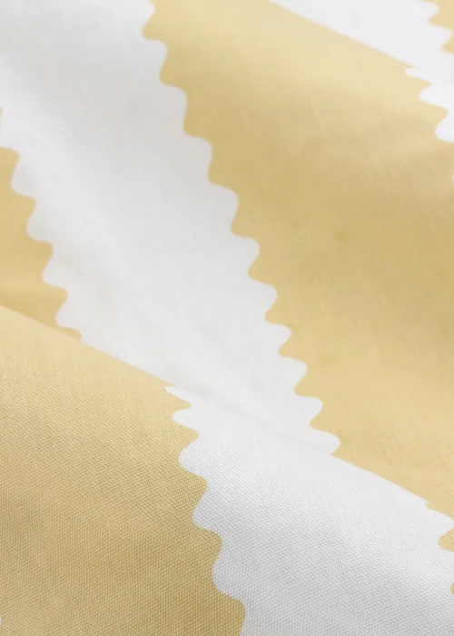 Wylder Birdie Stripe Ruffle Butter Yellow Pencil Pleat Curtain Pair - 46W X 54D (117x137cm Image 5