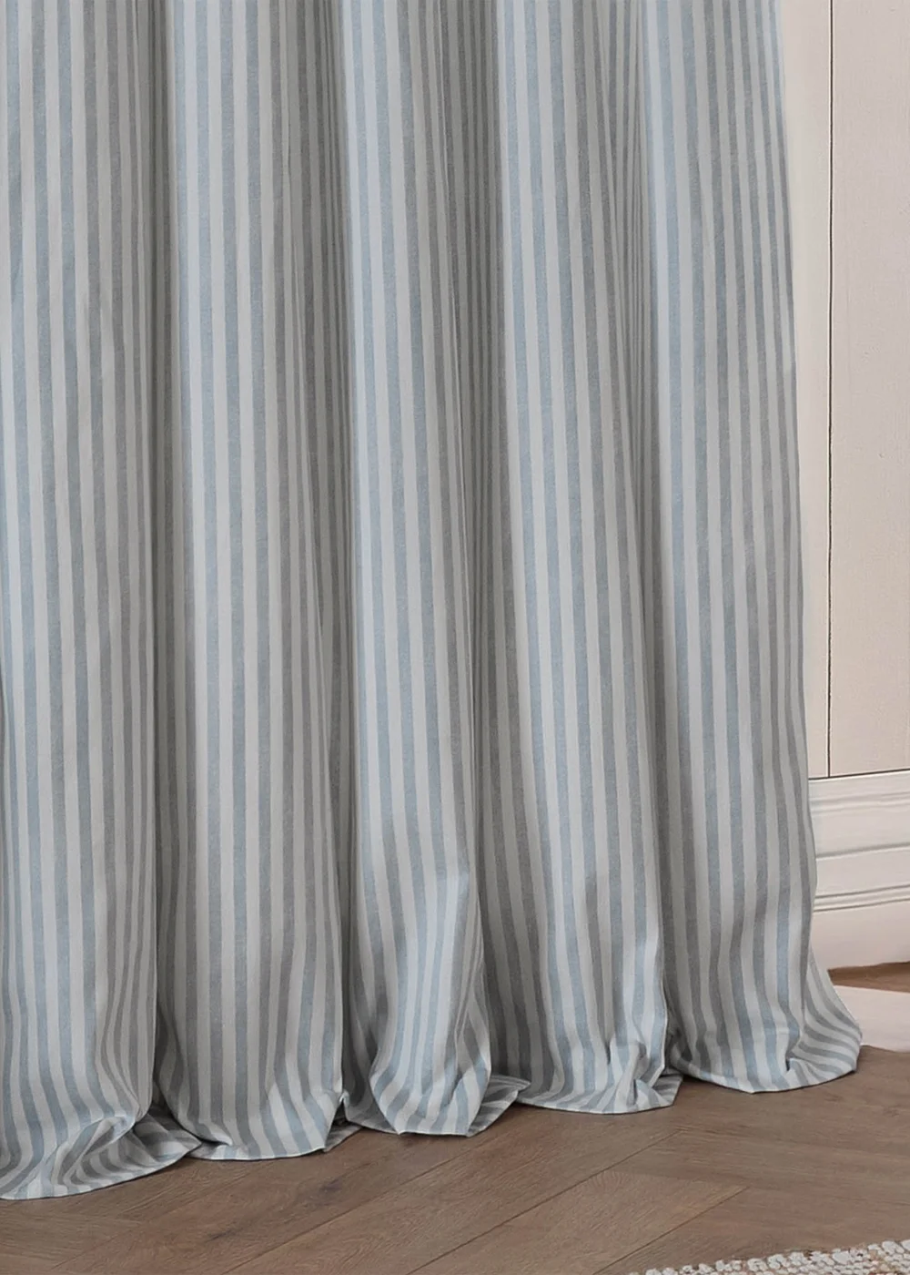 Yard Hebden 100% Cotton Blackout Mineral Blue Eyelet Curtain Pair - 46W X 54D (117x137cm Image 5