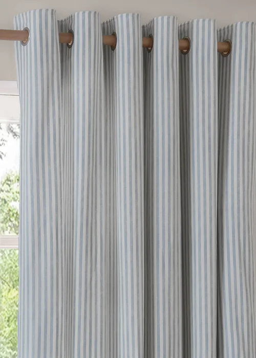Yard Hebden 100% Cotton Blackout Mineral Blue Eyelet Curtain Pair - 46W X 54D (117x137cm Image 4