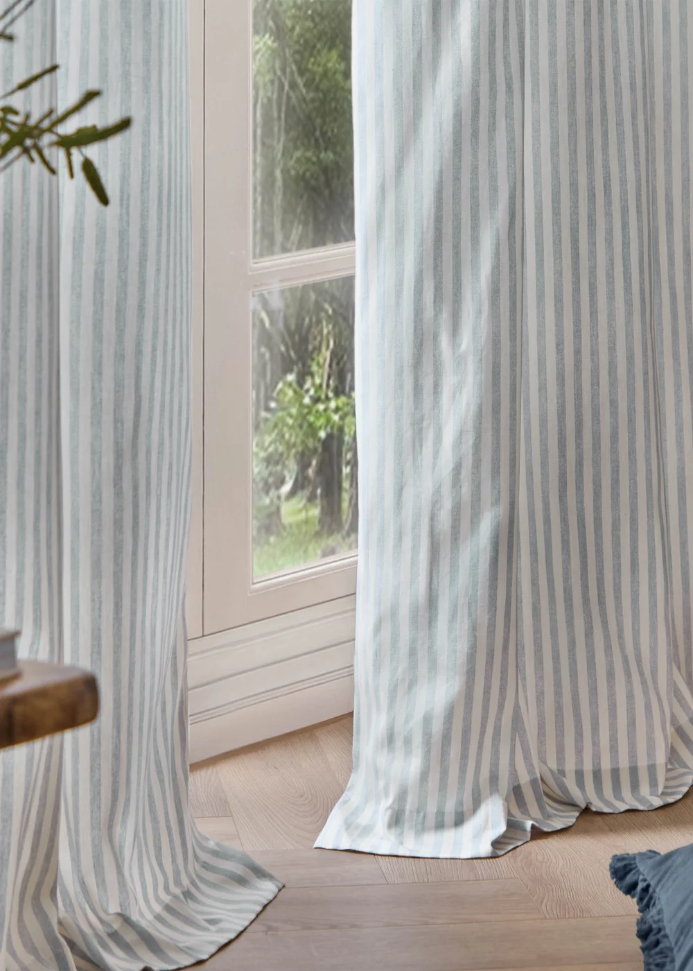 Yard Hebden 100% Cotton Blackout Mineral Blue Eyelet Curtain Pair - 46W X 54D (117x137cm Image 3