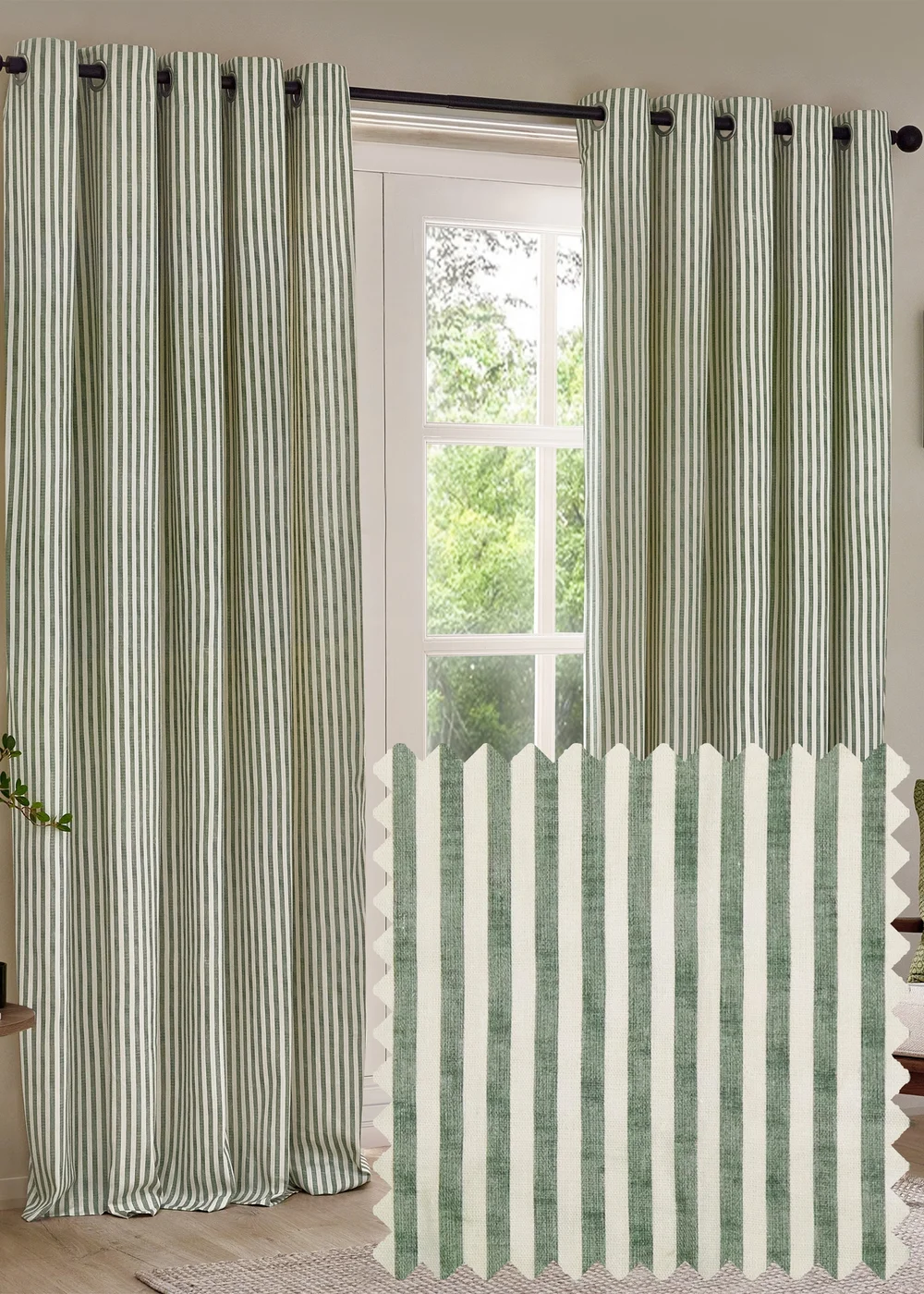 Yard Hebden 100% Cotton Blackout Forest Eyelet Curtain Pair - 46W X 54D (117x137cm Image 1
