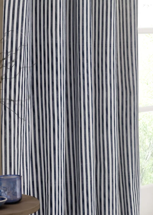 Yard Hebden 100% Cotton Blackout Navy Eyelet Curtain Pair - 90W X 90D (228x228cm Image 3