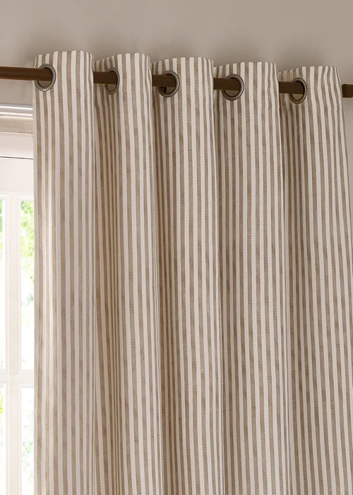 Yard Hebden 100% Cotton Blackout Natural Eyelet Curtain Pair - 90W X 54D Image 4