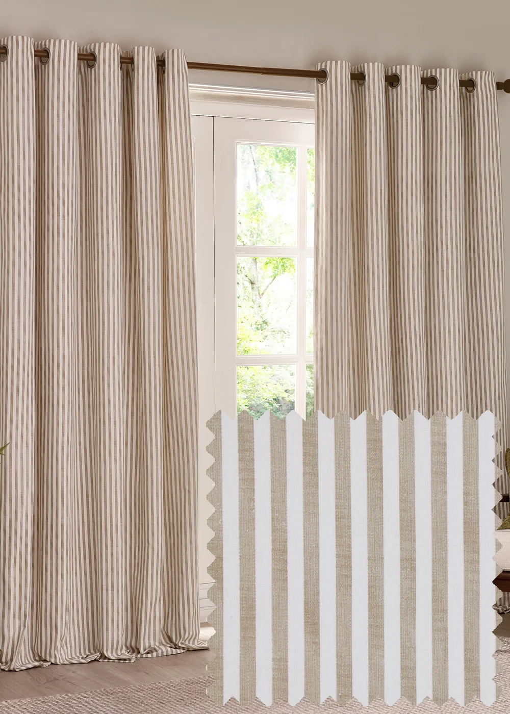 Yard Hebden 100% Cotton Blackout Natural Eyelet Curtain Pair - 90W X 54D Image 1
