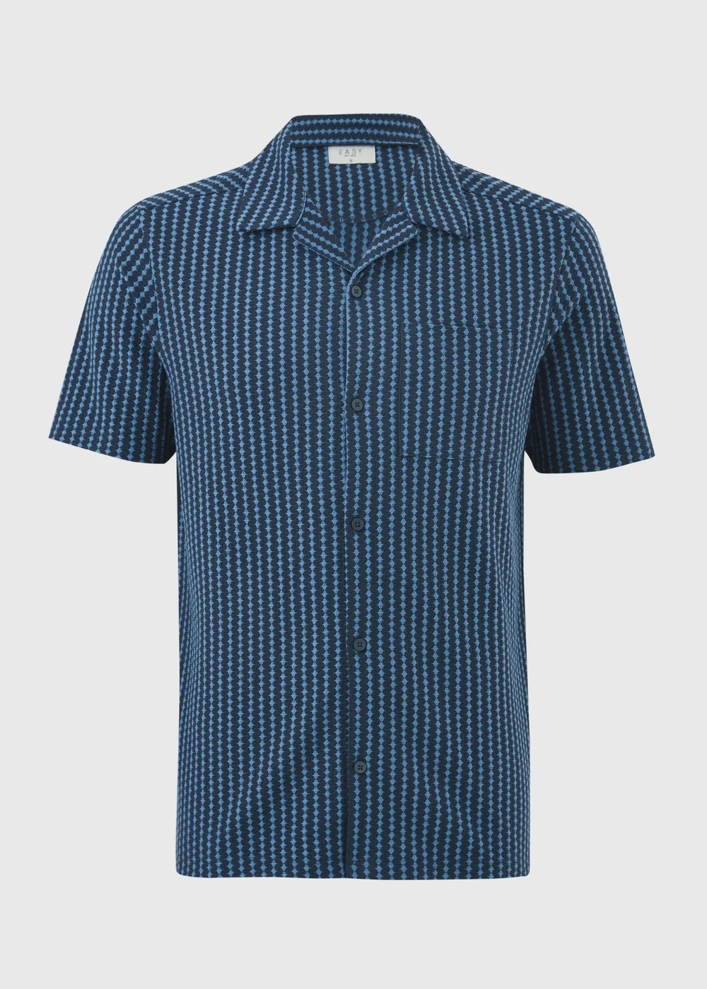Blue Diamond Textured Co Ord Shirt - Small Image 4