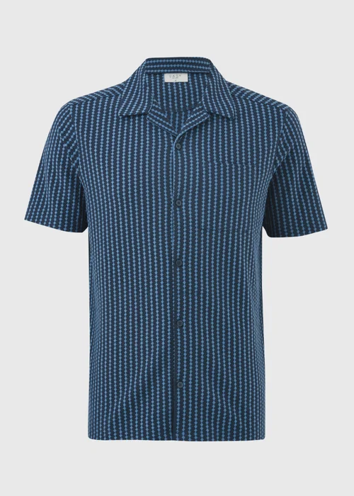 Blue Diamond Textured Co Ord Shirt - Small Image 4
