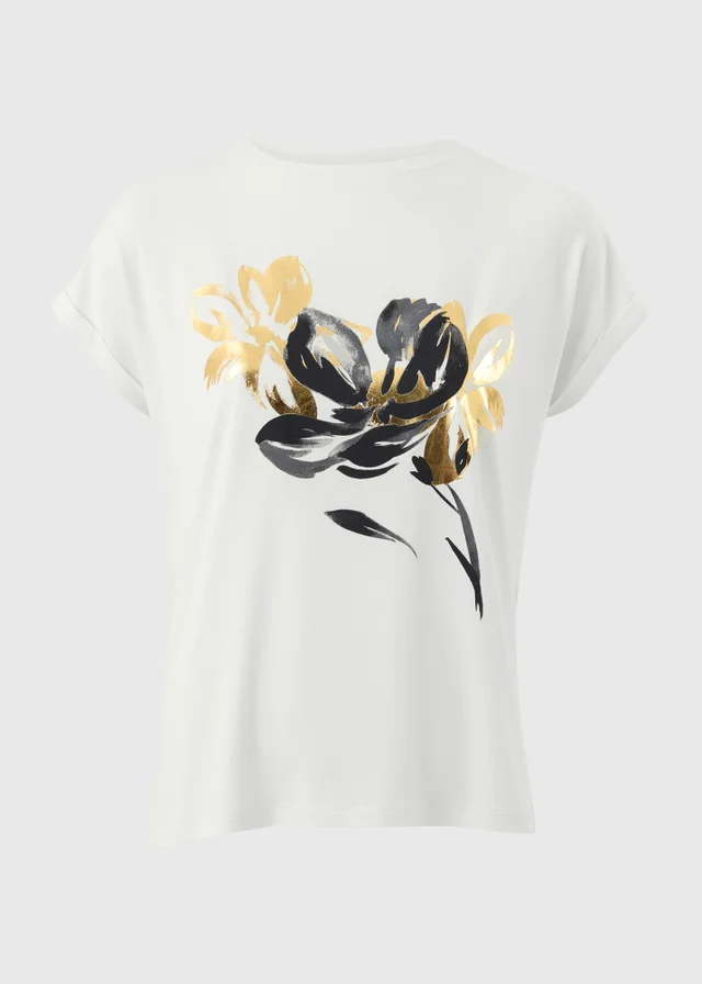 Cream Foil Floral T-Shirt