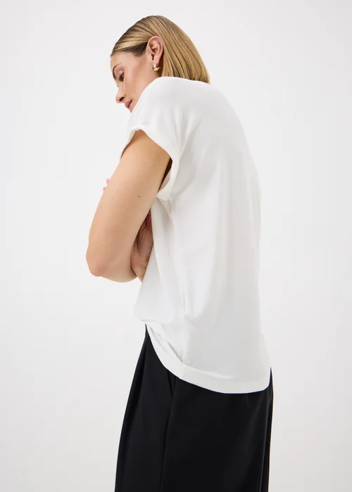 White Embellished Neck Trim T-Shirt - 12 Image 2