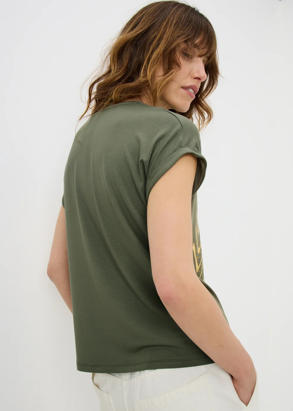 Khaki Zebra Foil Hot Fix Embellished T-Shirt - 10 Image 2