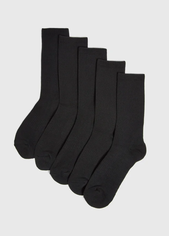 5 Pack Black Sports Socks