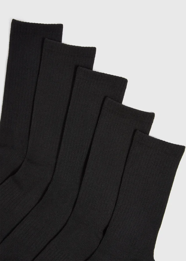 5 Pack Black Sports Socks
