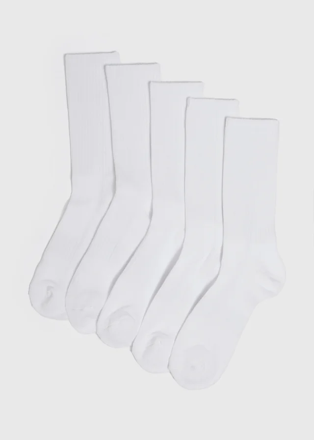5 Pack White Sports Socks