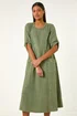 Roman Khaki Textured A-Line Midi Dress - 14 Image 2