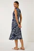 Roman Navy Leaf Print Twist Front Stretch Dress - 12 Image 3