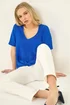 Roman Royal Blue Petite Textured Twist Hem Top - 12 Image 4