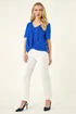Roman Royal Blue Petite Textured Twist Hem Top - 12 Image 2