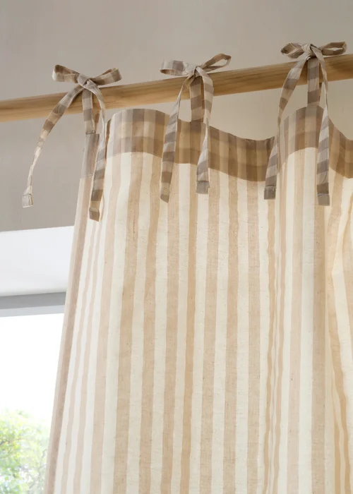 Pineapple Elephant Zanzibar Woven Stripe Voile Curtain Panel Natural - 55W X 72D (140x182cm) Image 3