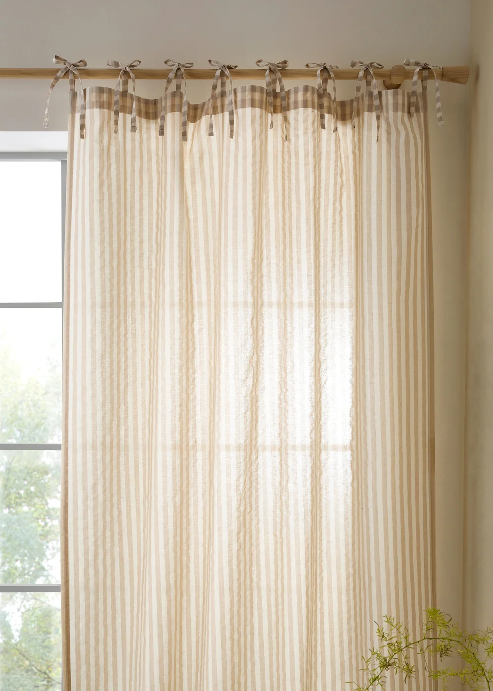 Pineapple Elephant Zanzibar Woven Stripe Voile Curtain Panel Natural - 55W X 72D (140x182cm) Image 2