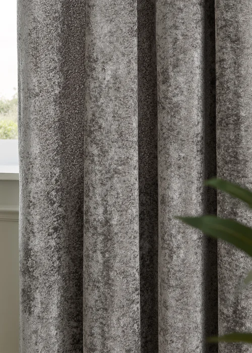 Paoletti Lustre Velvet Room Darkening Pewter Eyelet Curtain Pair - 46W X 54D (117x137cm Image 4