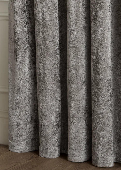 Paoletti Lustre Velvet Room Darkening Pewter Eyelet Curtain Pair - 46W X 54D (117x137cm Image 5