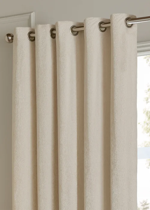 Paoletti Lustre Velvet Room Darkening Ivory Eyelet Curtain Pair - 46W X 54D (117x137cm Image 3