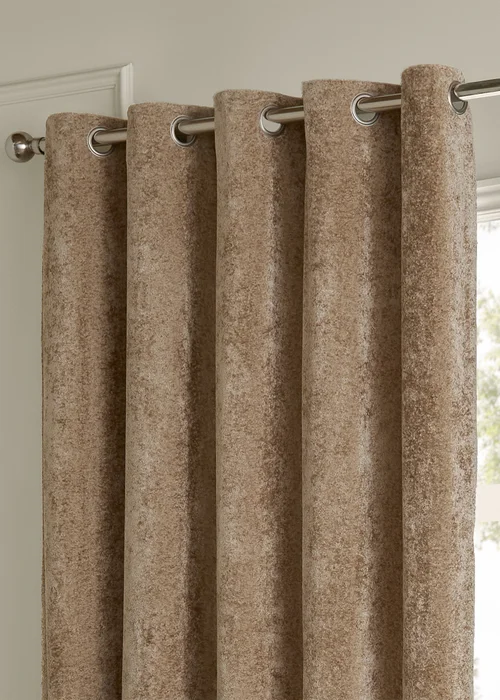 Paoletti Lustre Velvet Room Darkening Champagne Eyelet Curtain Pair - 46W X 54D (117x137cm Image 3