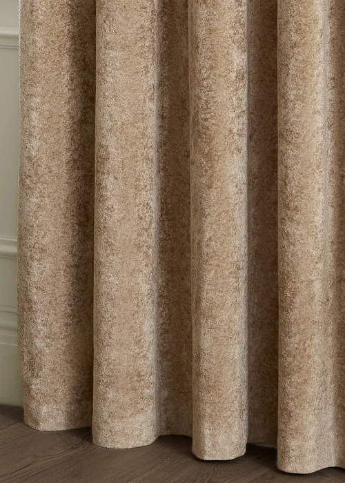 Paoletti Lustre Velvet Room Darkening Champagne Eyelet Curtain Pair - 46W X 54D (117x137cm Image 5