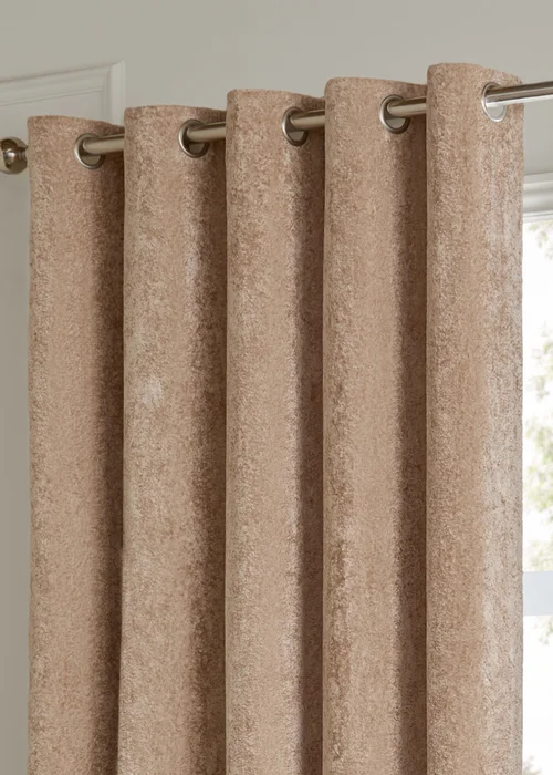 Paoletti Lustre Velvet Room Darkening Oyster Eyelet Curtain Pair - 46W X 54D (117x137cm Image 3