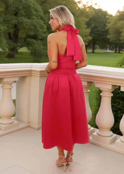AX Paris Magenta Tie Halter Neck Midi Dress - 8 Image 5