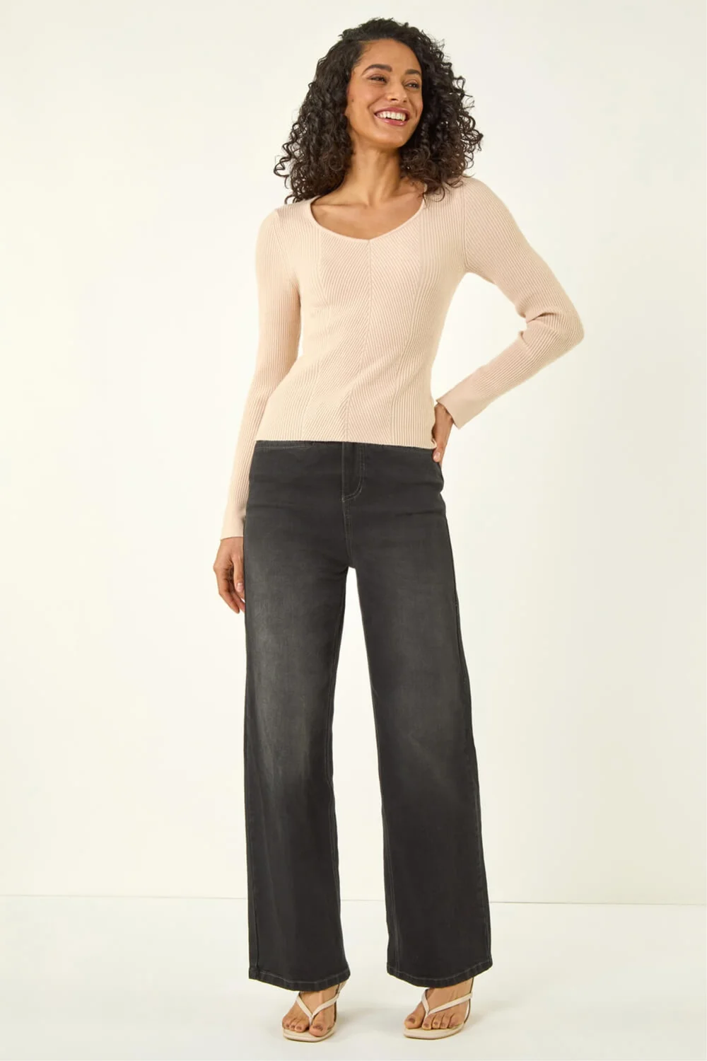 Dusk Beige Ribbed Knitted Top - 10 Image 2