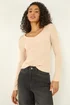 Dusk Beige Ribbed Knitted Top - 10 Image 1