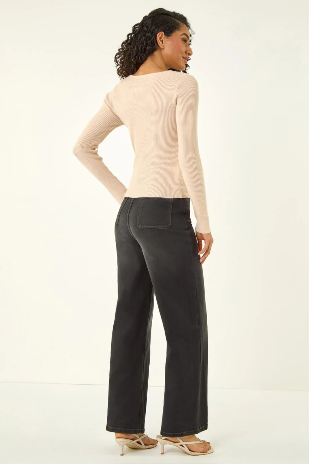 Dusk Beige Ribbed Knitted Top - 10 Image 3