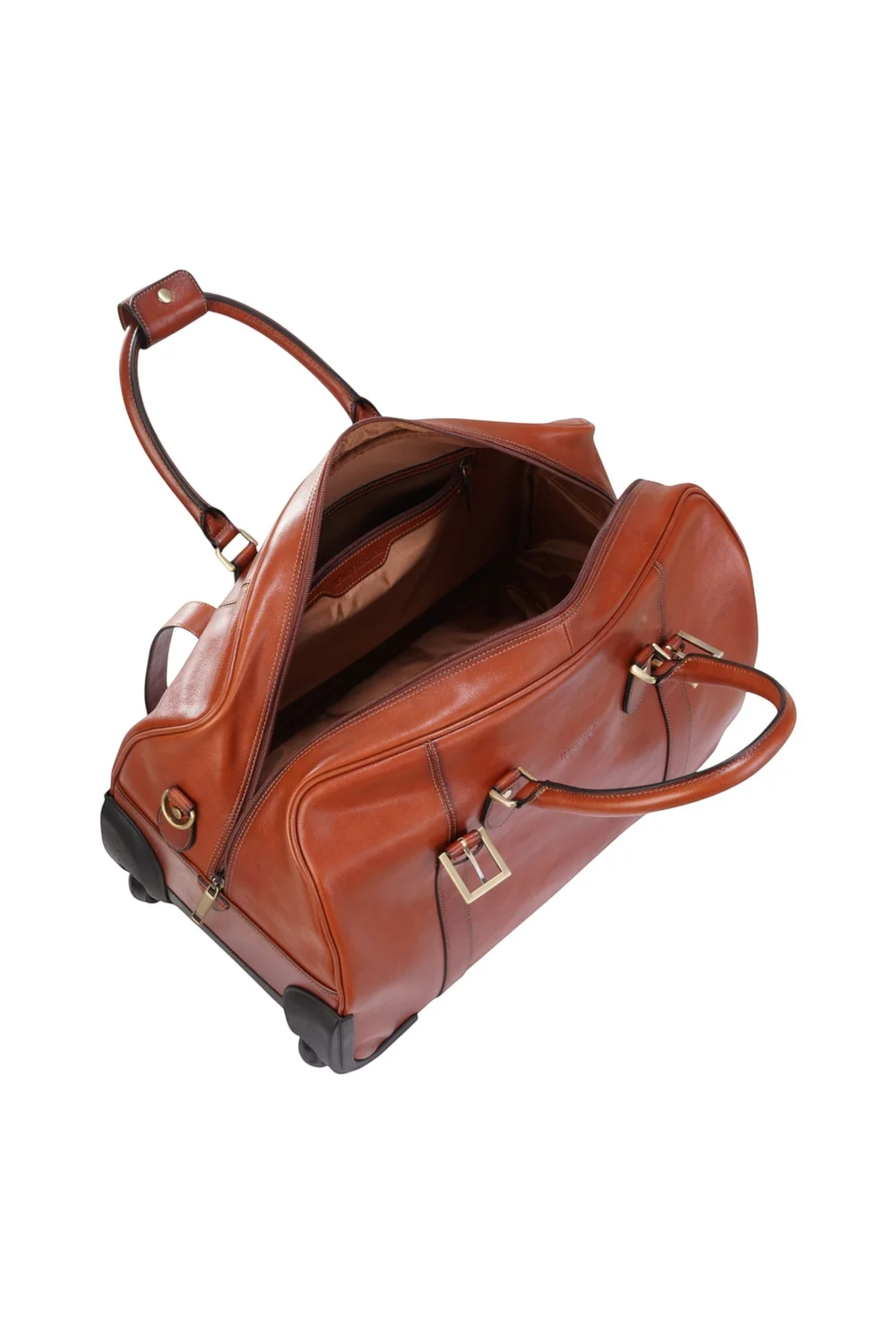 Infinity Leather Tan Holt Wheeled Holdall Bag - One Size Image 3