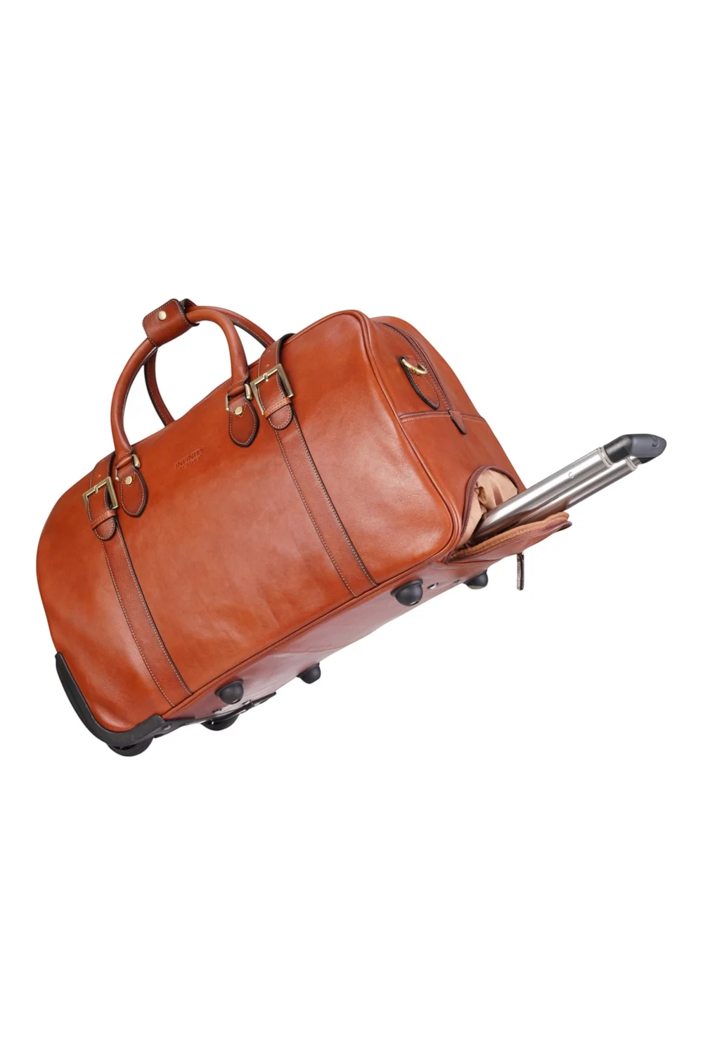 Infinity Leather Tan Holt Wheeled Holdall Bag - One Size Image 4