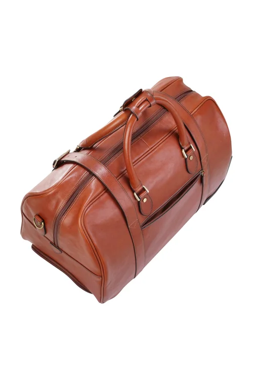 Infinity Leather Tan Holt Wheeled Holdall Bag - One Size Image 5