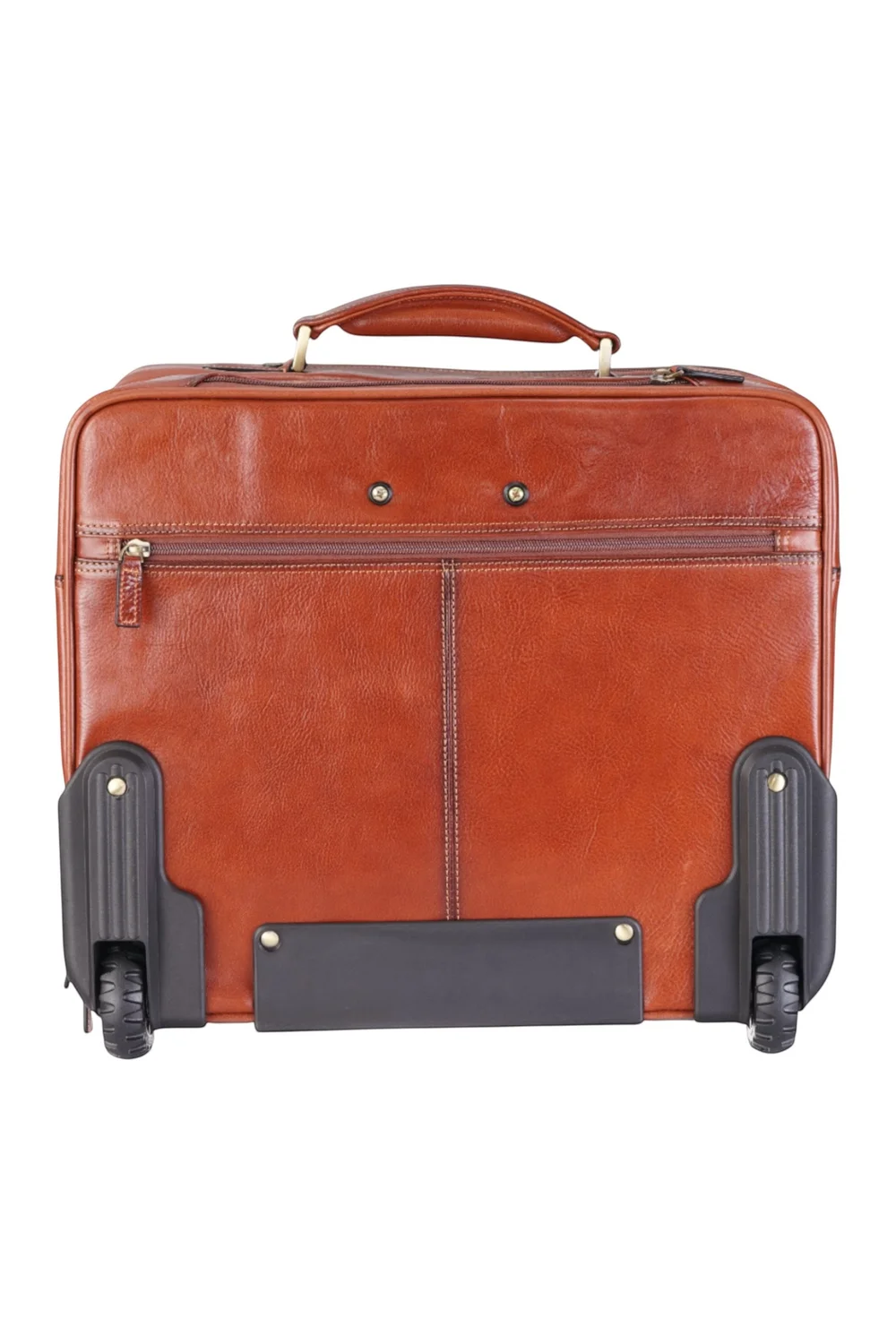 Infinity Leather Tan Nomad Wheel Laptop Briefcase Pilot Bag - One Size Image 5