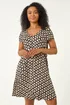 Roman Black Petite Print V-Neck Swing Pocket Dress - 12 Image 4