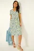 Roman Blue Petite Floral V-Neck Stretch Dress - 10 Image 1